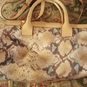 Iacucci pink green beige Italian leather handbag